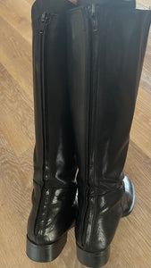 Bravo Browns Made in Italy Leather Riding Boots, Black, Size  37