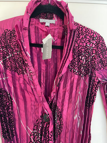 Liz Jordan Single Breasted Shirt Jacket, Fuchsia, Size S