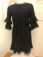 Load image into Gallery viewer, Here Comes the Sun 3/4 Sleeve Day Dress, Black, Size 8