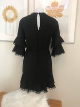 Load image into Gallery viewer, Here Comes the Sun 3/4 Sleeve Day Dress, Black, Size 8