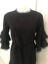 Load image into Gallery viewer, Here Comes the Sun 3/4 Sleeve Day Dress, Black, Size 8