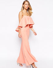 Load image into Gallery viewer, Jarlo Lily Bandeau Occasion Maxi Dress With Exaggerated Frill, Pink Size S-10