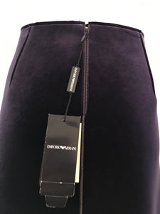 Armani Emporio Armani Royal Purple Velvet Neoprene Mini Skirt, BNWT, Size 46 (12-14)