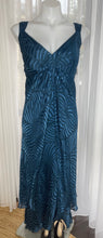 Load image into Gallery viewer, Carbon V-neckline Empire Waist Midi Evening Dress, Blue, Size 18