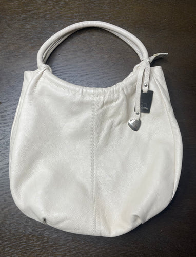 Puntotres Leather Handbag, Cream