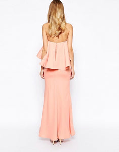 Jarlo Lily Bandeau Occasion Maxi Dress With Exaggerated Frill, Pink Size S-10