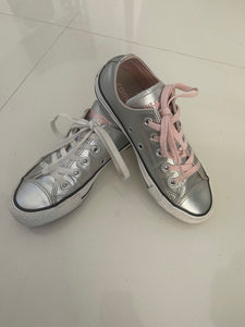 Converse All Stars Metallic 0x Pure Silver Sneakers, Size UK 3