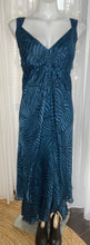 Load image into Gallery viewer, Carbon V-neckline Empire Waist Midi Evening Dress, Blue, Size 18