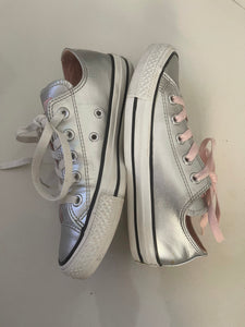 Converse All Stars Metallic 0x Pure Silver Sneakers, Size UK 3