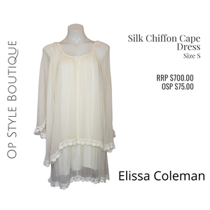 Elissa Coleman Chiffon Silk Cape Dress, Size S