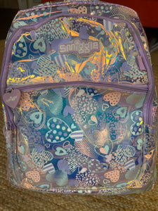 Smiggle Shimmy Backpack, Lilac Hearts