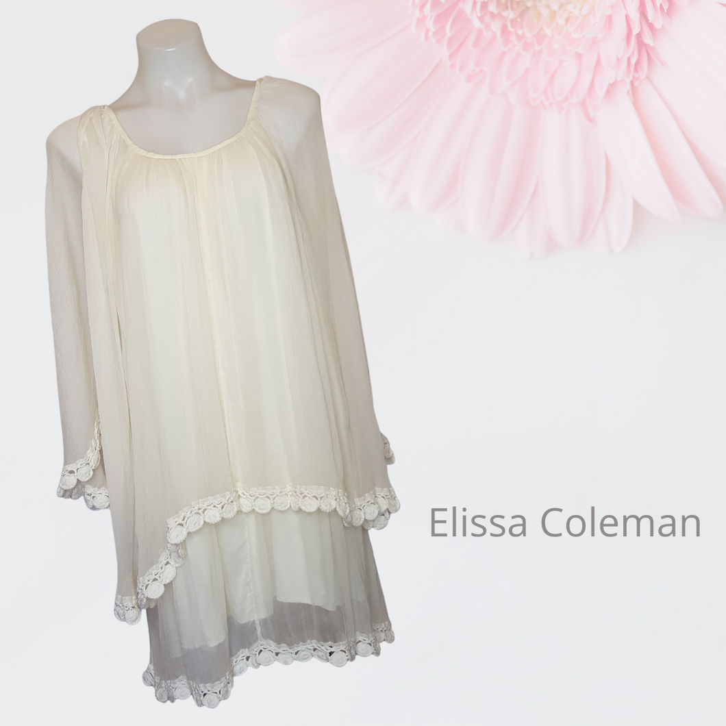 Elissa Coleman Chiffon Silk Cape Dress, Size S