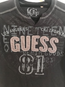 Guess Boys Slit-Neck T Shirt, Size 10/12